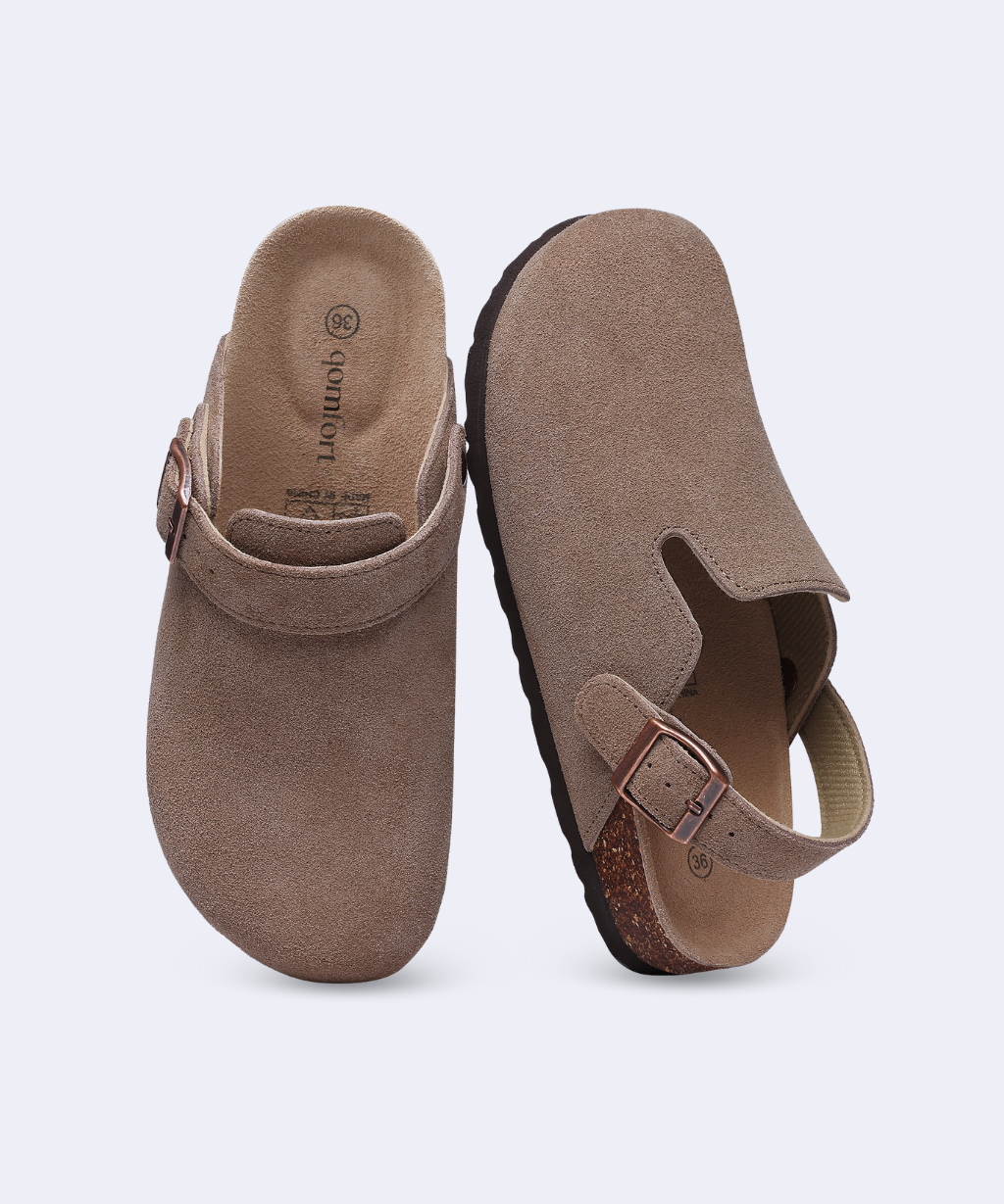 Genuine Suede Backstrap Clogs