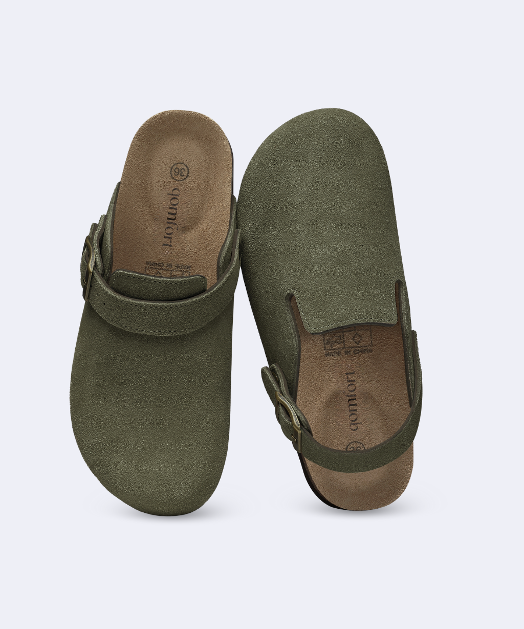 Genuine Suede Backstrap Clogs