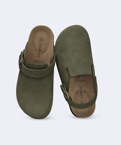 Genuine Suede Backstrap Clogs